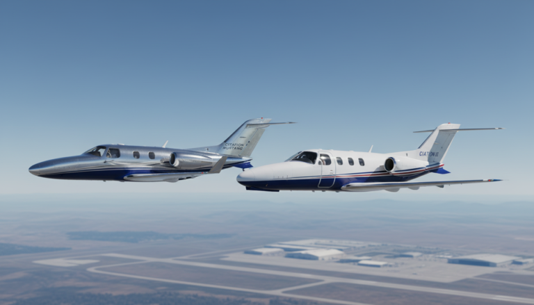 Cessna Citation Mustang vs C550 comparison chart - light jet charter specs