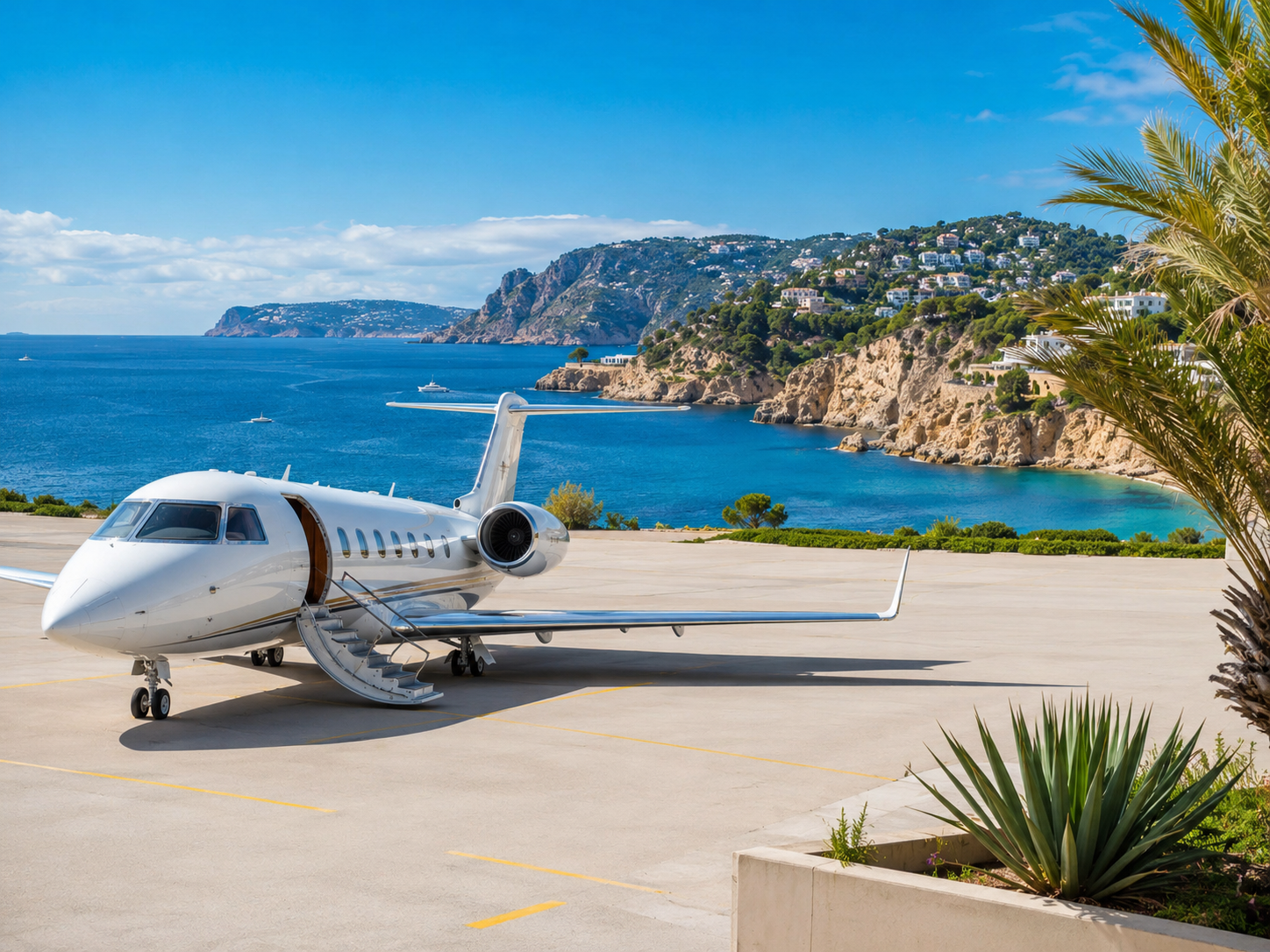 Private jet arrival in Ibiza
