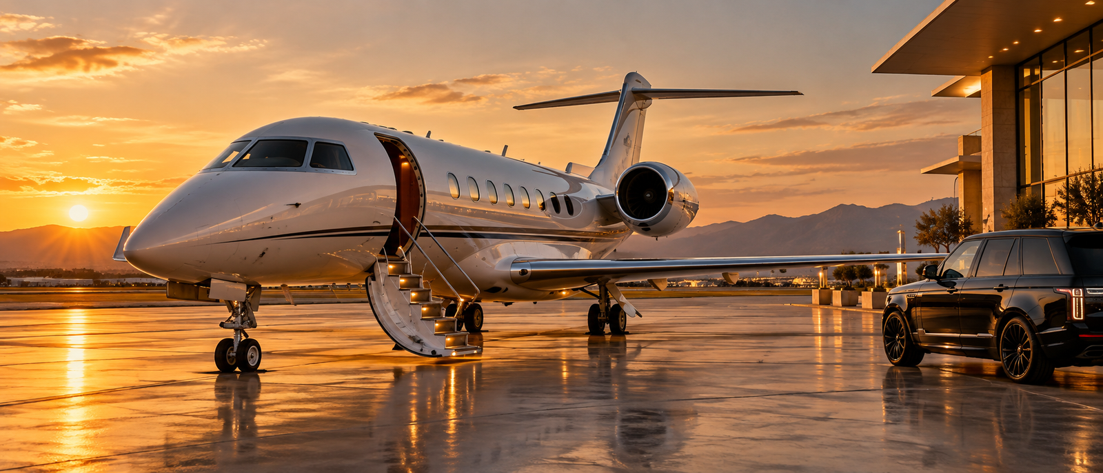 private jet empty leg flights at sunset