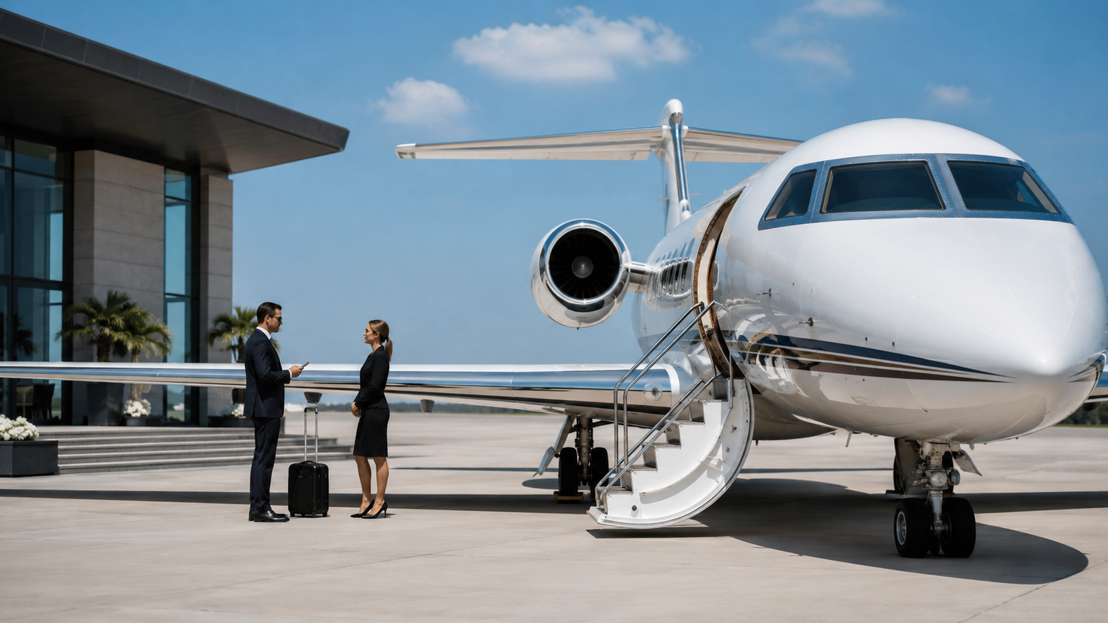 Empty leg flights guide private jet on airport apron